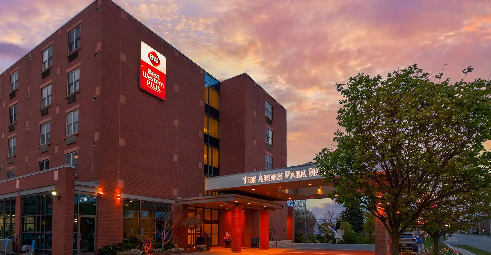 Hotel Exterior at Sunset